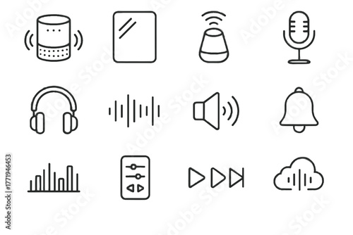 Volume ai icon app voice command audio control bell vector smart