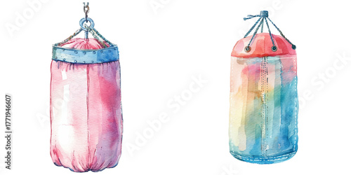 punching bag watercolor vector illustration