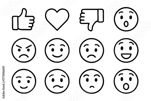 Shocked surprised vector confused angry calm icon icons dislike like social emotion