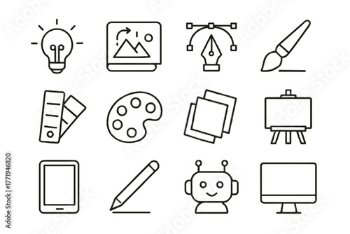 Idea icon color draft creative digital swatch vector stylus layers monitor assistant