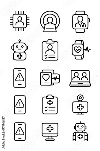 Alert ai emergency chart vector icon icons device medical assistant consultation healthcare