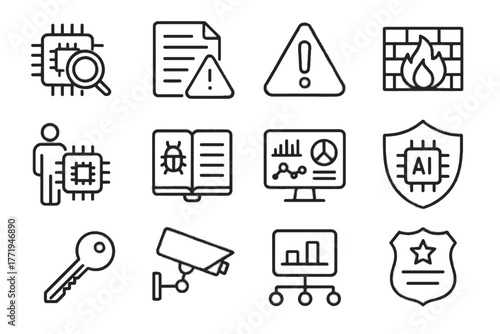 Shield detection icon camera alert security vector ai dashboard icons scanner