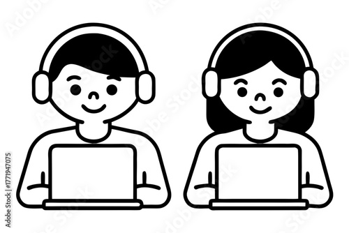 A black silhouette of a person standing against a white background silhouette isolated on white background