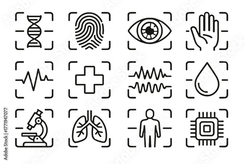 Organ icon vector scanner medical icons palm bio hand heartbeat human blood