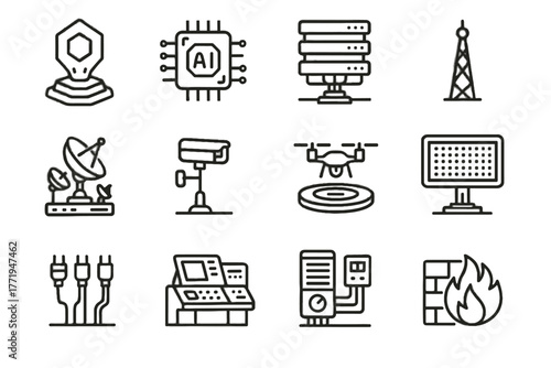 Console firewall vector monitor futuristic hub ai led panel icon display city