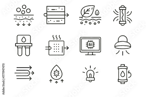 Uv filter sensor vector ai eco contamination vent monitor icon led
