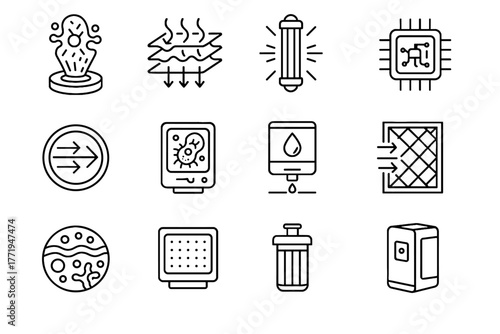Monitor light filter devices vector air membrane vent icon water unit futuristic