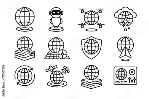 Topography ai layers futuristic vector planetary pointer icon icons drones virtual control