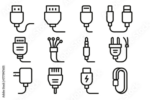 Adapter icon connector usb vector cord hdmi data charging plug connectors optic