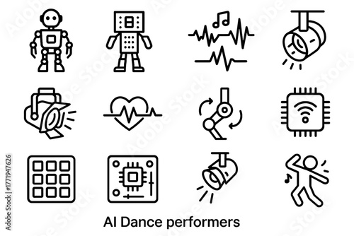 Sensor ai vector icons performance dance icon led rhythm detector light wireless