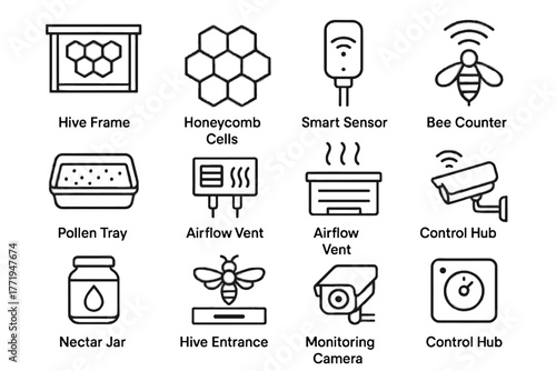 Hub wireless vector digital honeycomb connector icon hive temperature cells control