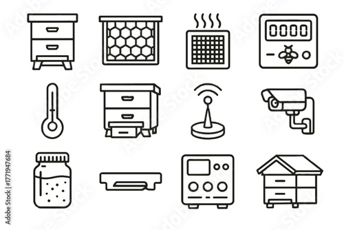 Beehive meter antenna innovative icon hive vector vent body camera airflow icons
