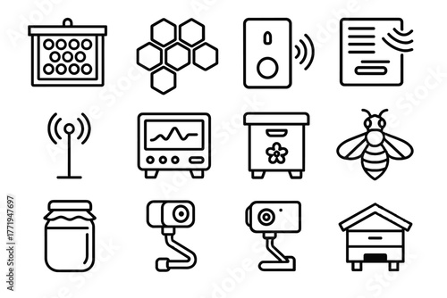 Inspection hive jar unit modern icon camera vector vent entrance airflow