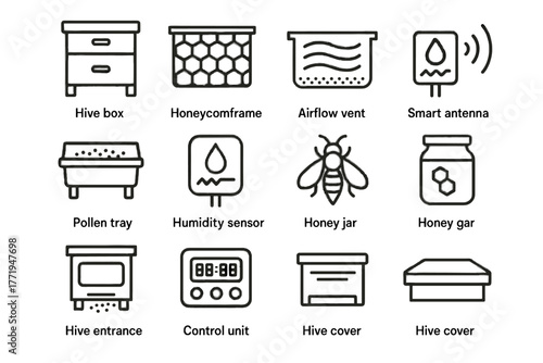 Inspection antenna vent honeycomb icons icon entrance hive vector frame control jar