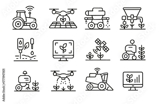 Soil bot icon precision farming irrigation vector gps yield smart icons crop