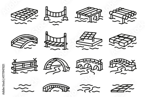 Plastic vector bridge water icon modular recycled crossing eco path rope