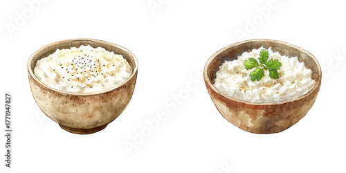 tibetan rice pudding watercolor vector illustration
