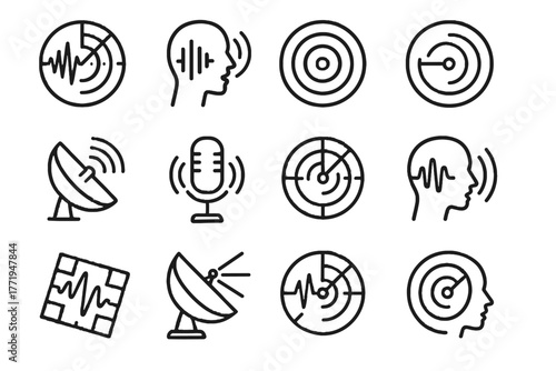 Pulse map echo scanner detection sound audio vector voice locator icon radar