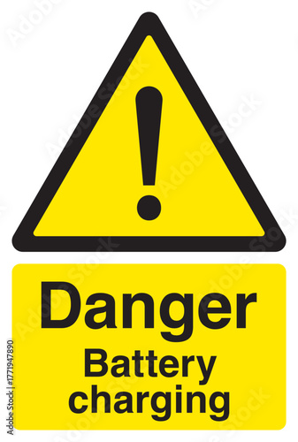 Danger battery charging warning sign