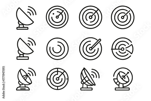 Rotating vector circular pulse wave echo sonic sound tracking icon radar