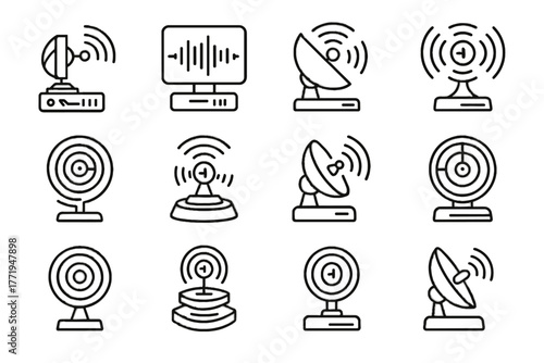 Frequency icon digital vector holographic futuristic detector device echo radar audio voice