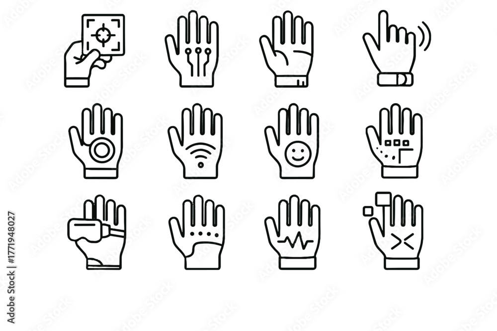 Fototapeta premium Reality feedback haptic futuristic vector glove control sensing ar icon