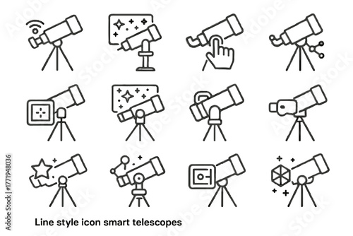 Smart futuristic vector icons icon telescope digital ar scope interactive connected
