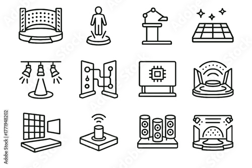 Vector stage props speaker ar futuristic icon array led interactive smart