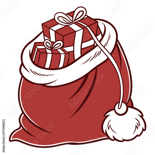 Santas sack full of christmas presents