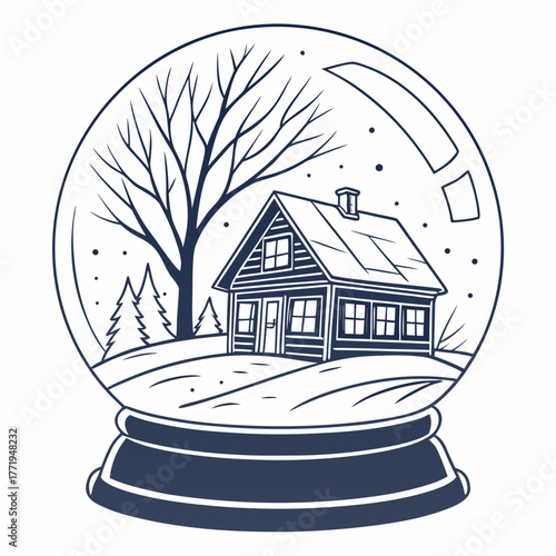Snow globe with house and tree