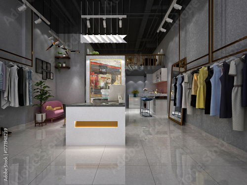 3d render fashion shop cloth store