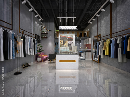 3d render fashion shop cloth store