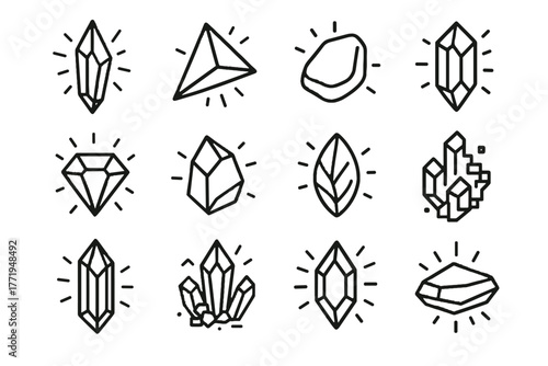 Cluster neon luminous icon vector energy radiant beam glowing stone digital crystals