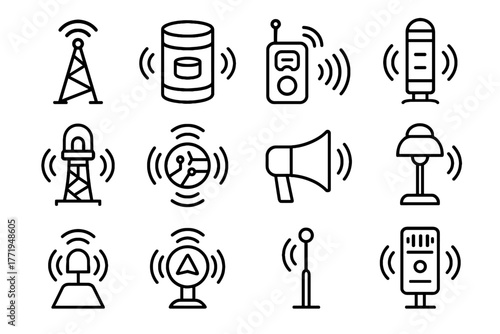 Lamp wireless beacon audio ai vector voice radar guide icon pillar beacons