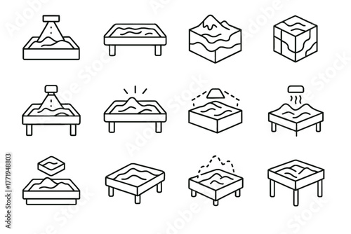 Cube digital icon sand virtual smart vector sandbox ar table model