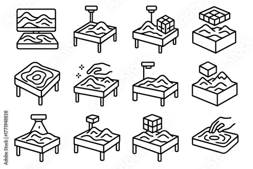 Reality icon educational interactive vector sandpit sandboxes cube sandbox ar terrain