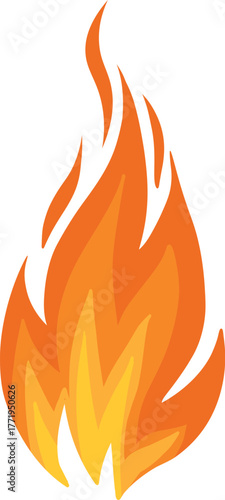 Cartoon fire. Flame of infernal fireballs, red and yellow campfire, hot wildfire and bonfire, burn power. Hellfire, burning icons isolated vector. Fireplace or camping activity