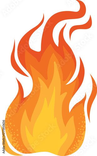 Cartoon fire. Flame of infernal fireballs, red and yellow campfire, hot wildfire and bonfire, burn power. Hellfire, burning icons isolated vector. Fireplace or camping activity