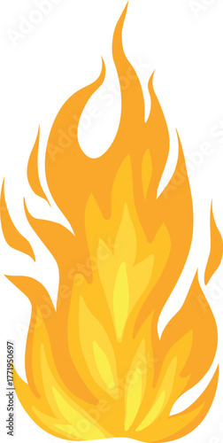 Cartoon fire. Flame of infernal fireballs, red and yellow campfire, hot wildfire and bonfire, burn power. Hellfire, burning icons isolated vector. Fireplace or camping activity