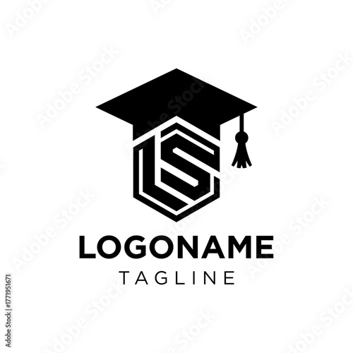 LS Logo Vector, Education LS letter, A logo for a company, business, shop, university, coaching, school with the letters L, S with cap, modern, creative and minimal LS logo design template 