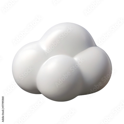 A white, puffy cloud object isolated on transparent background