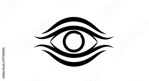 A stylized eye symbol, featuring curved lines and a central circular pupil, representing vision and perception.