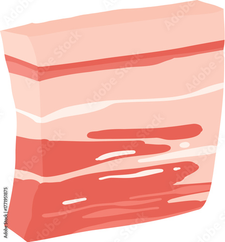 Cartoon meat product. Chicken, sausages and sausages. Steaks, pork bacon and ribs vector. Steak chicken, sausage and bacon, product ingredient illustration