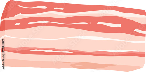 Cartoon meat product. Chicken, sausages and sausages. Steaks, pork bacon and ribs vector. Steak chicken, sausage and bacon, product ingredient illustration