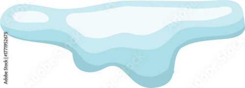 White snowy cape on white background, snowdrifts, Winter element, border frame snow decoration. cartoon flat decoration with snowflakes, icicles isolated illustration