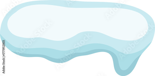 White snowy cape on white background, snowdrifts, Winter element, border frame snow decoration. cartoon flat decoration with snowflakes, icicles isolated illustration