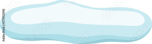 White snowy cape on white background, snowdrifts, Winter element, border frame snow decoration. cartoon flat decoration with snowflakes, icicles isolated illustration