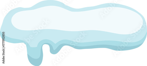 White snowy cape on white background, snowdrifts, Winter element, border frame snow decoration. cartoon flat decoration with snowflakes, icicles isolated illustration