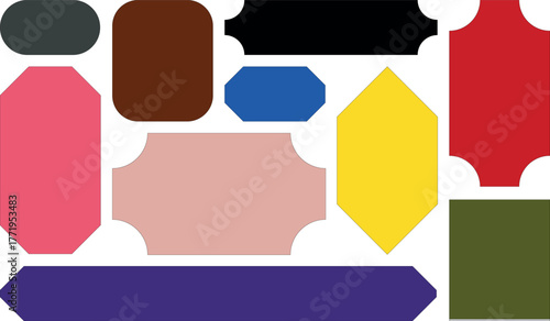 Colorful geometric label shapes collection empty design elements