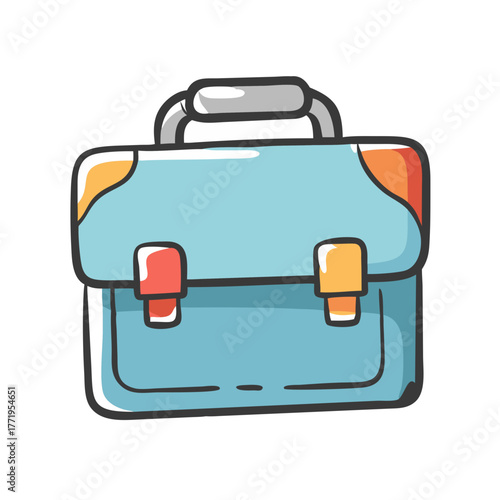 Vector illustration of a light blue briefcase icon for business